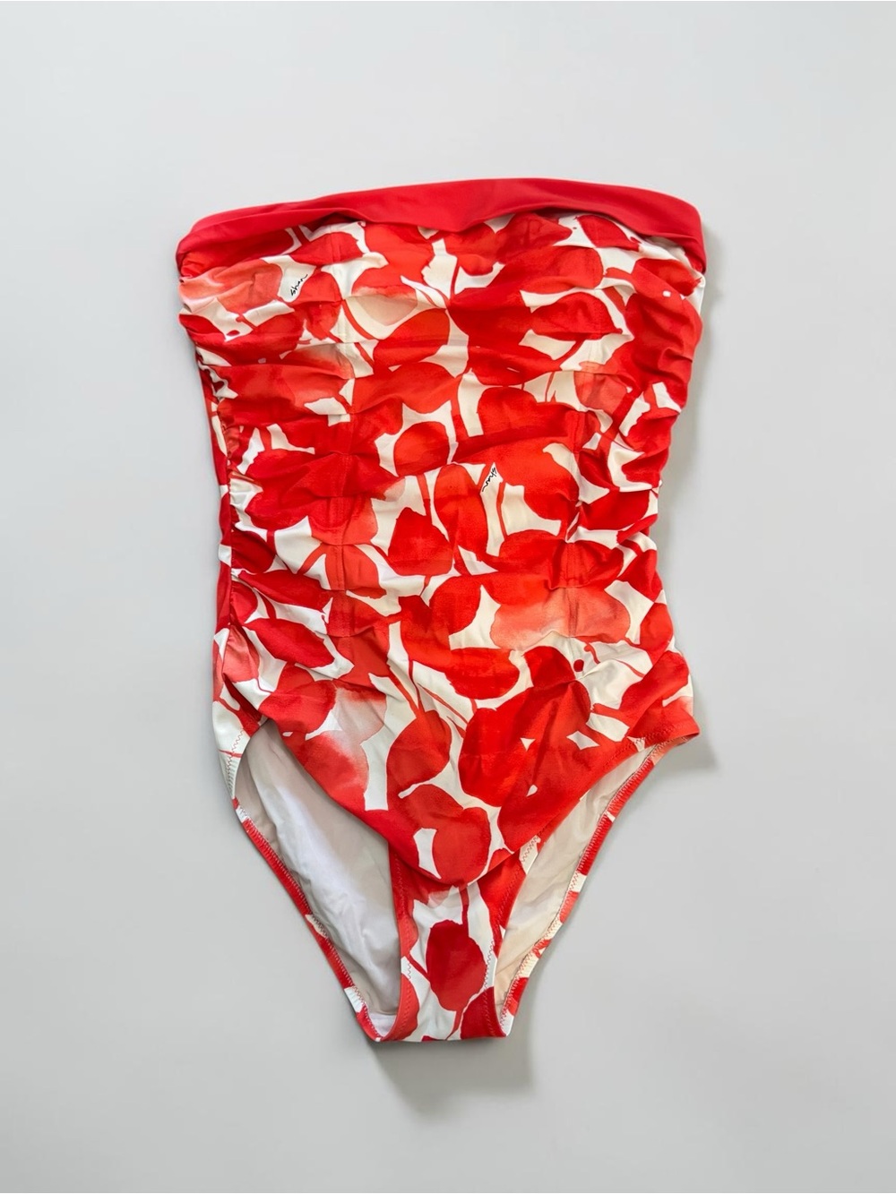 SHAN floral leaf print one piece swimsuit, orange/red size 10 - Picture 2 of 10